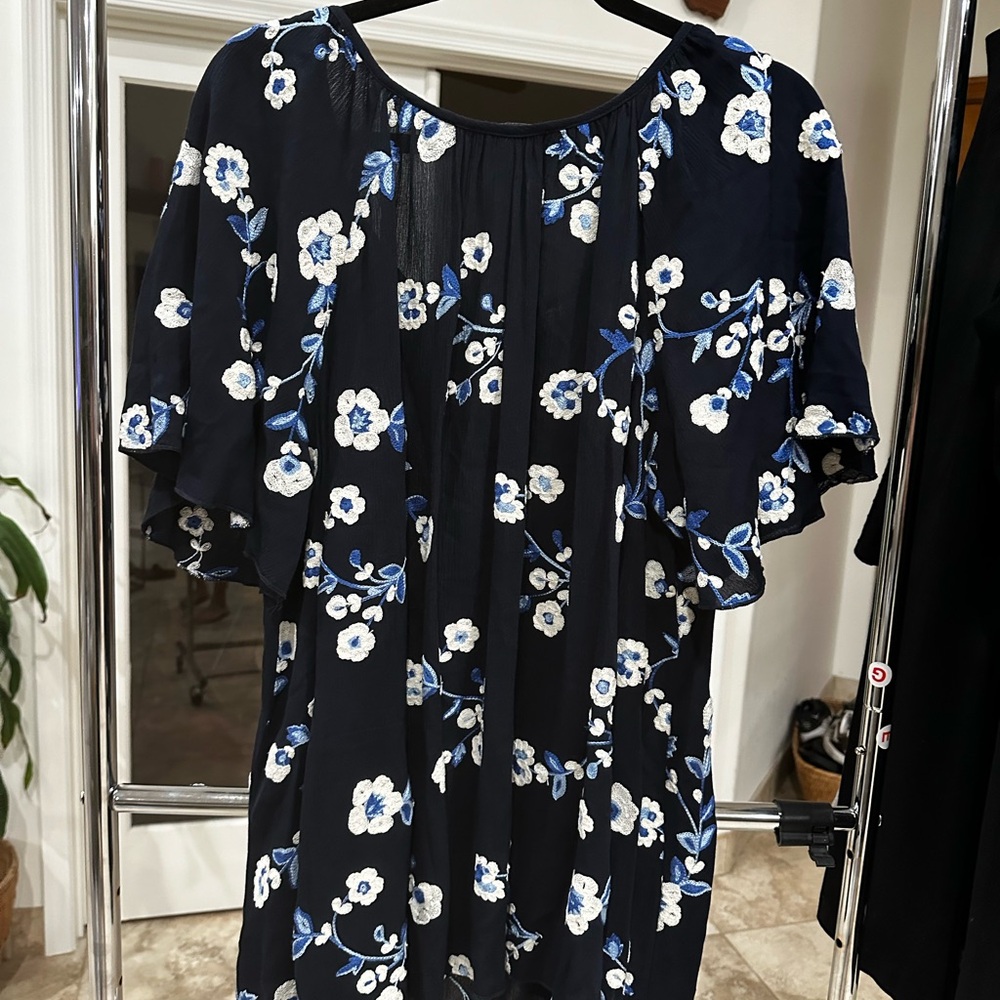 Karen Kane Black Floral Peasant Top Blouse Shirt Plus Size 2X - Picture 6 of 8
